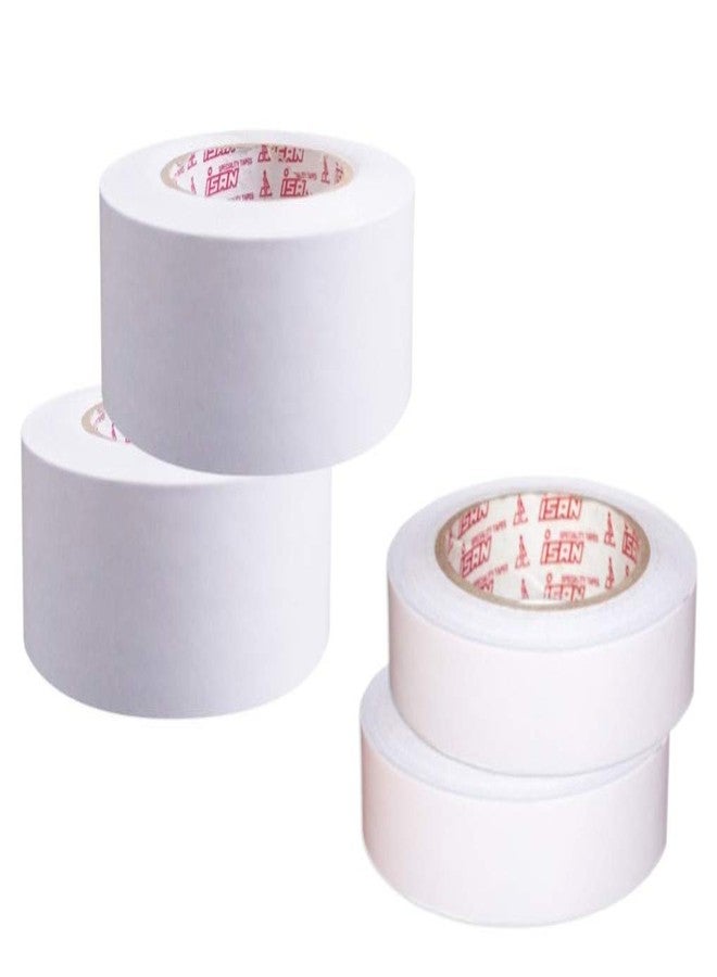 ISAN® Double Side Tissue Tape Combo 24mm+48mm (1"+2" Approx) x 50m Set of 2 Pcs. Each for Craft Work, Pasting, Scrapbooking, Gift Wrapping, DIY projects - Image 1