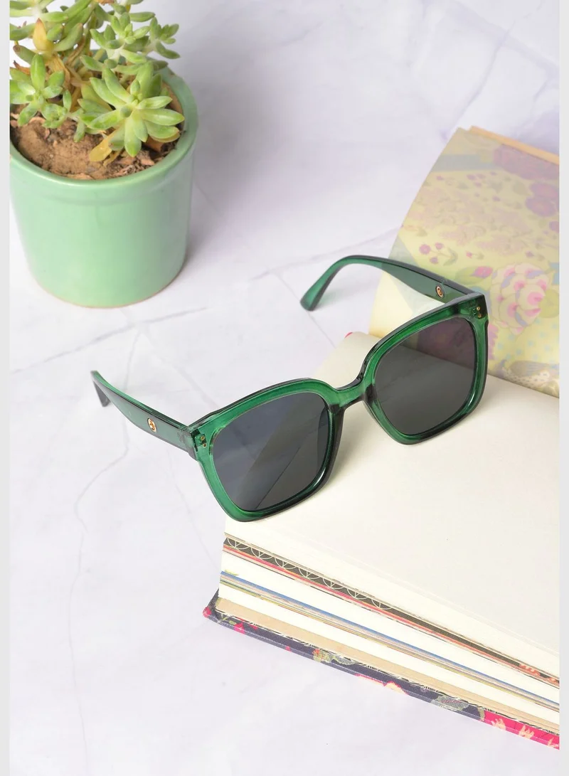 Haute Sauce Women Black Lens Green Butterfly Sunglasses