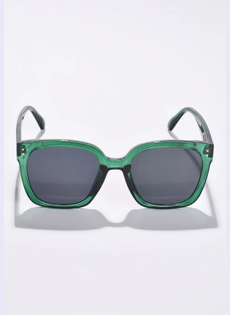 Haute Sauce Women Black Lens Green Butterfly Sunglasses
