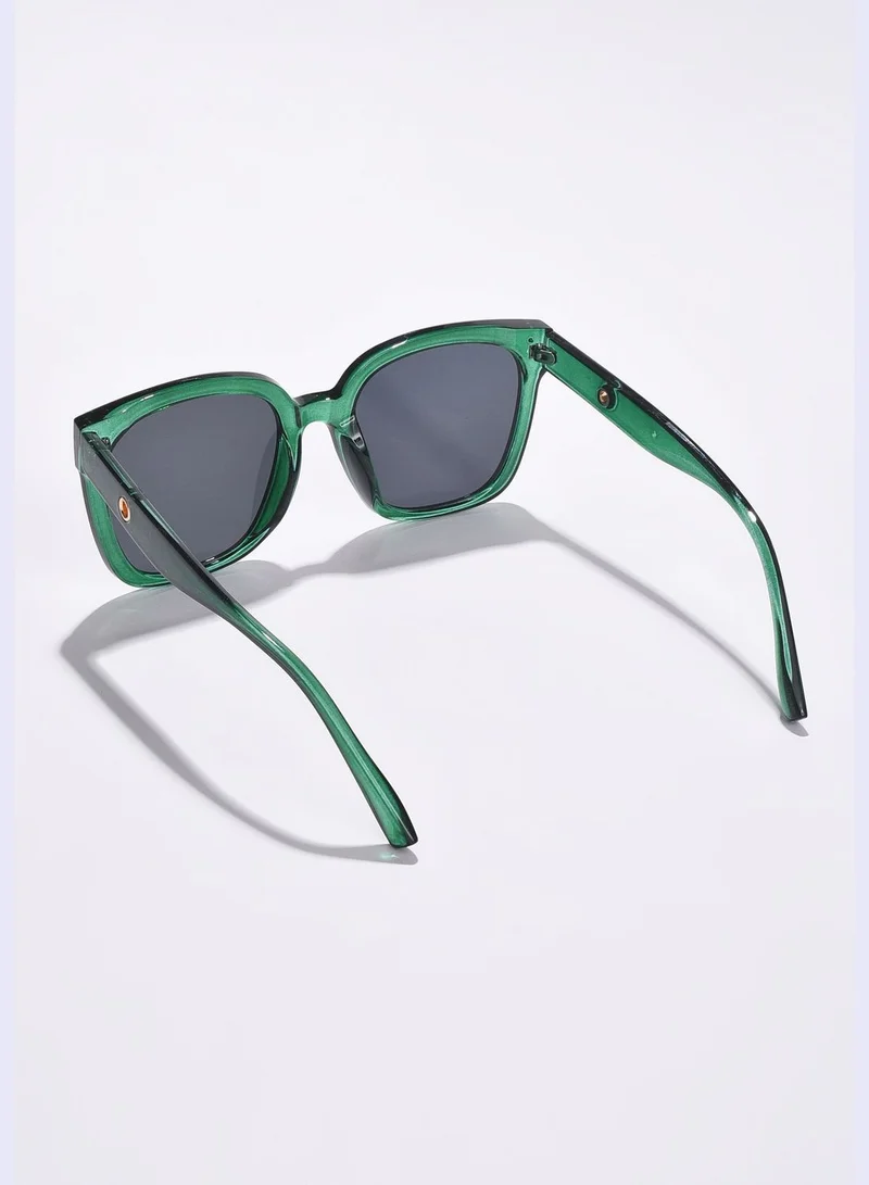 Haute Sauce Women Black Lens Green Butterfly Sunglasses