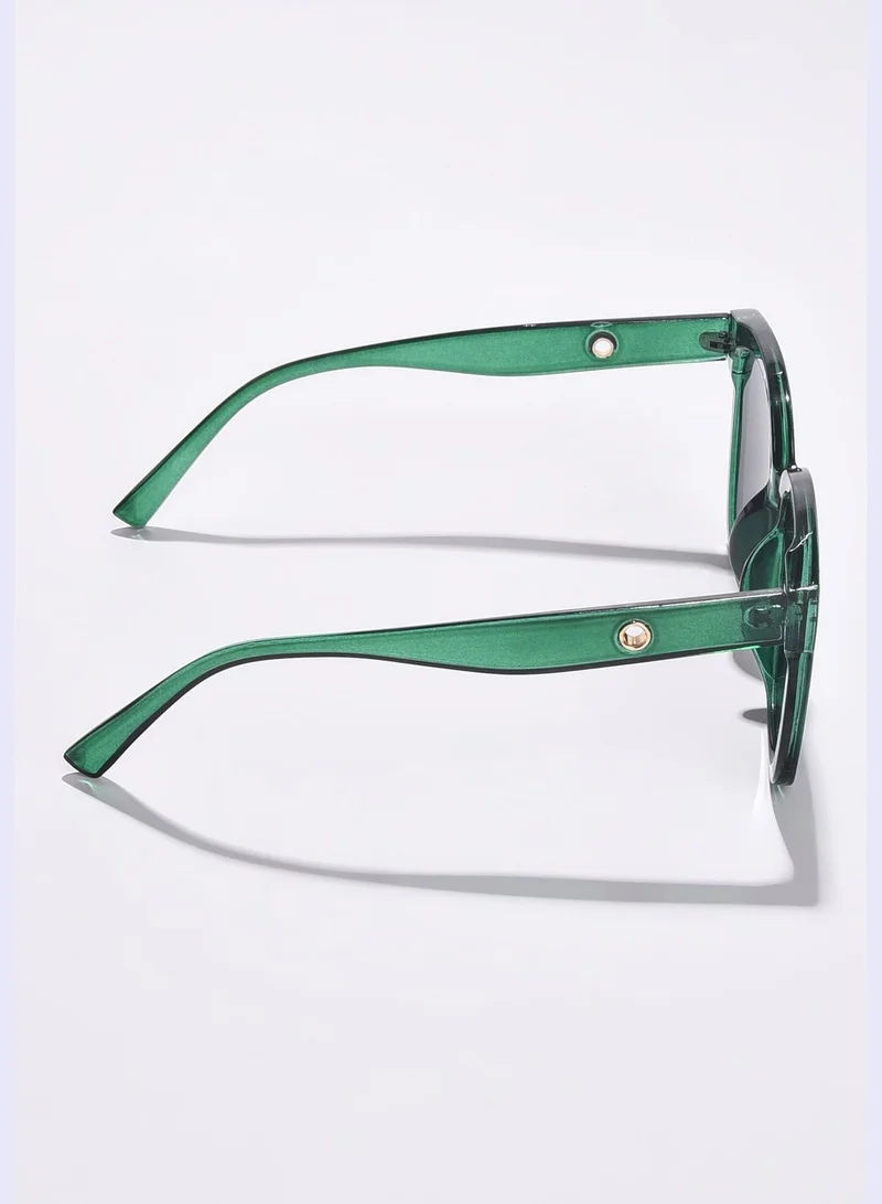 Haute Sauce Women Black Lens Green Butterfly Sunglasses