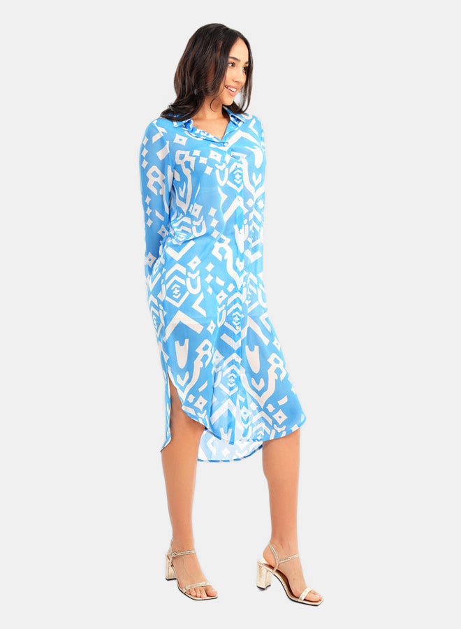 Carina Round Hem Chiffon Shirt Dress  - Image 2