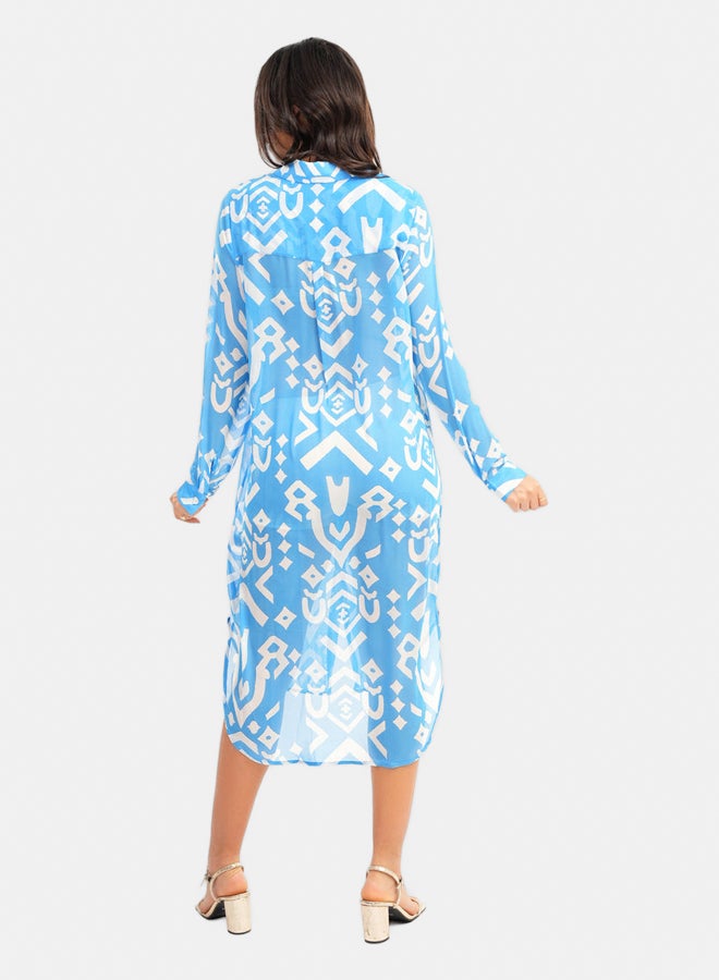 Carina Round Hem Chiffon Shirt Dress  - Image 3