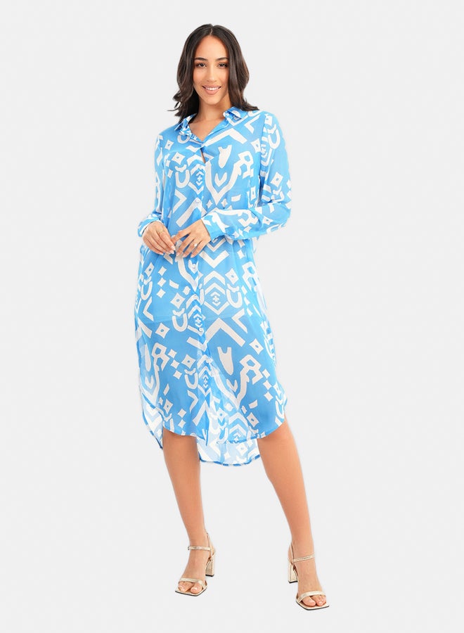 Carina Round Hem Chiffon Shirt Dress  - Image 1