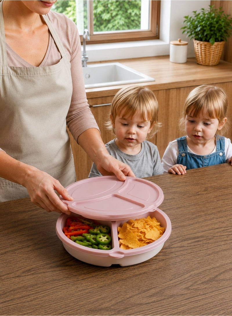 3-Compartment BPA-Free Food Storage Containers with Lids – Meal Prep Lunch Box Bundle, Microwave, Freezer & Fridge Safe, Durable Reusable Food Containers, 1.1L + 600ml (Pink) - Image 2