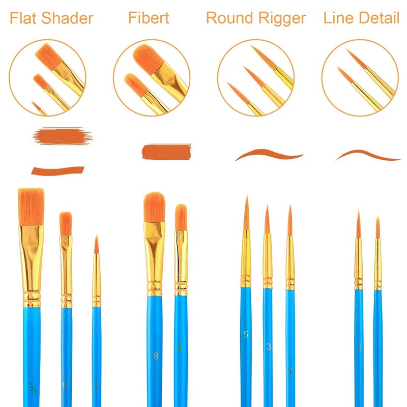 AROIC Painting Brush Palette Set, with 12 Packs of 120 Brushes and 12 Palettes,Nylon Brush Head, Suitable for Oil Watercolor, etc., Perfect Art Painting Set. - Image 3