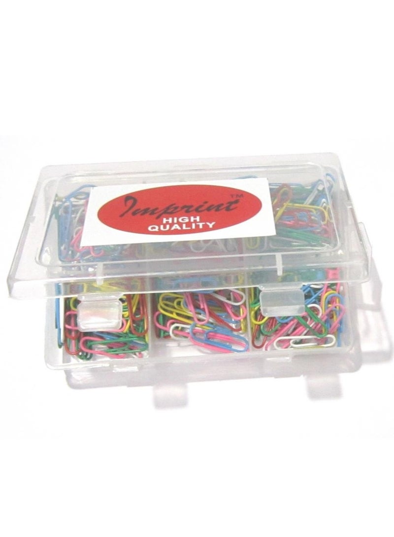 IMPRINT Paper Clips U Shape Clips 28mm  Mix Colors 200 Pieces in Reusable container - Image 1