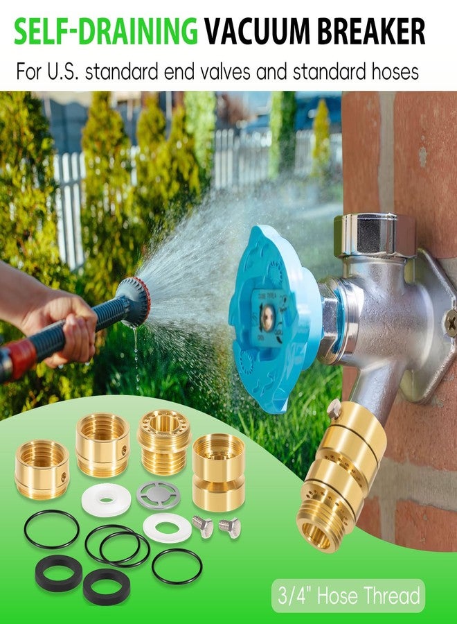 Camoo PK1400 Self-Draining Vacuum Breaker, No Lead Brass Hose Backflow Preventer - 3/4" Hose Thread, 59ABP & 59BFP Spare Head - Image 2