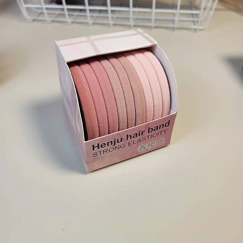 إسكدنيا High elastic rubber band womens hair band thick ponytail non-seam tie rope simple South Korea durable hair rope suit wholesale 19# spring cherry pink towel ring 10