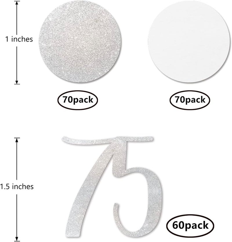 MAGJUCHE Silver Glitter 75 Confetti 75th Birthday Number Confetti 200pcs Anniversary Party Table Decoration Supplies - Image 2