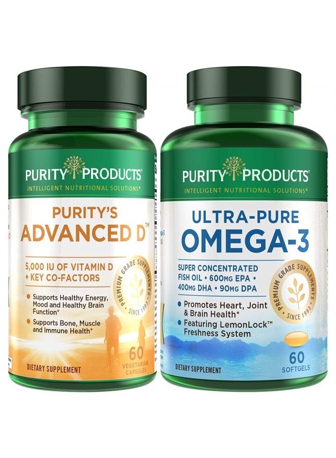 Purity Products KIT - Dr. Cannell's Advanced D + Omega-3 Ultra-Pure Fish Oil from Advanced D is Packed with Vitamin D, Vitamin K2, Zinc, Magnesium Citrate, Boron and Taurine 