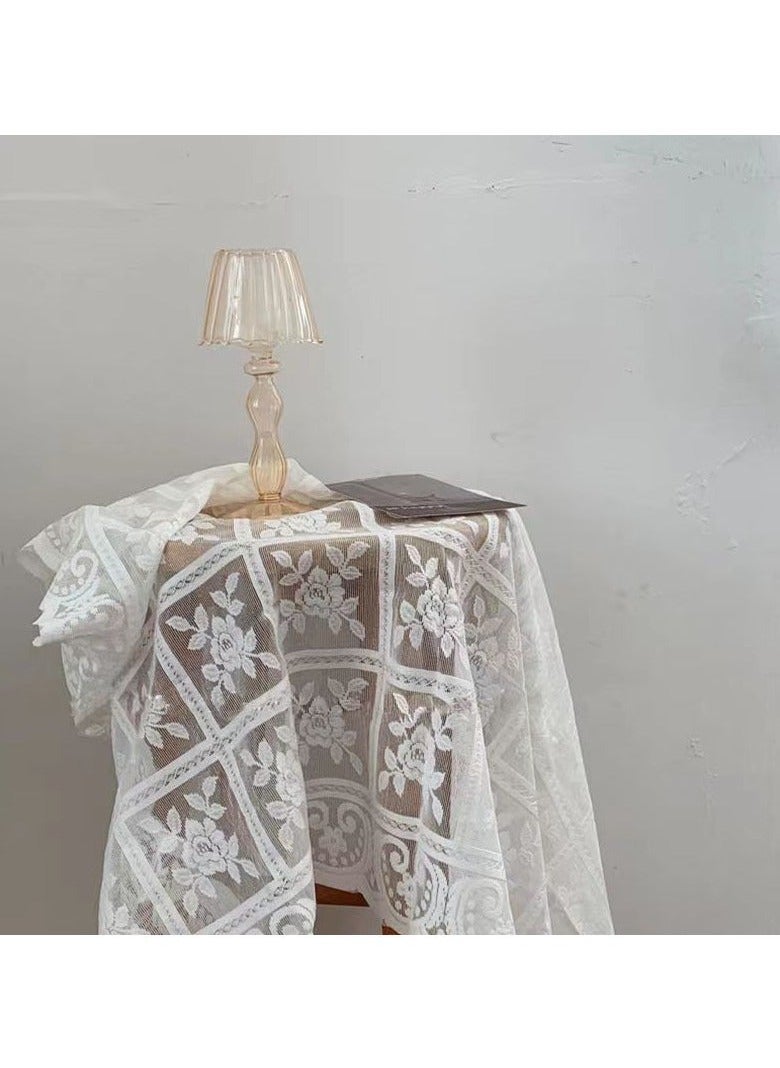 Macrame Lace Table Doilies Square Bedside Tablecloth Nightstand Cover Coffee Dining Tables Centerpiece Small Table Cloth Vase Mat  (Pure White 60*60cm) - Image 4