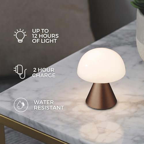 Lexon Mina Small Mushroom Lamp - LED Portable Bedside Light for Bedrooms, Kids & Nursery - Rechargeable with 12h Autonomy & Memory Dimmer, Aluminum - Light Blue - Image 5