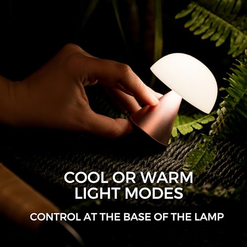 Lexon Mina Small Mushroom Lamp - LED Portable Bedside Light for Bedrooms, Kids & Nursery - Rechargeable with 12h Autonomy & Memory Dimmer, Aluminum - Light Blue - Image 4