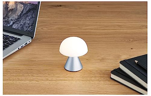 Lexon Mina Small Mushroom Lamp - LED Portable Bedside Light for Bedrooms, Kids & Nursery - Rechargeable with 12h Autonomy & Memory Dimmer, Aluminum - Light Blue - Image 2