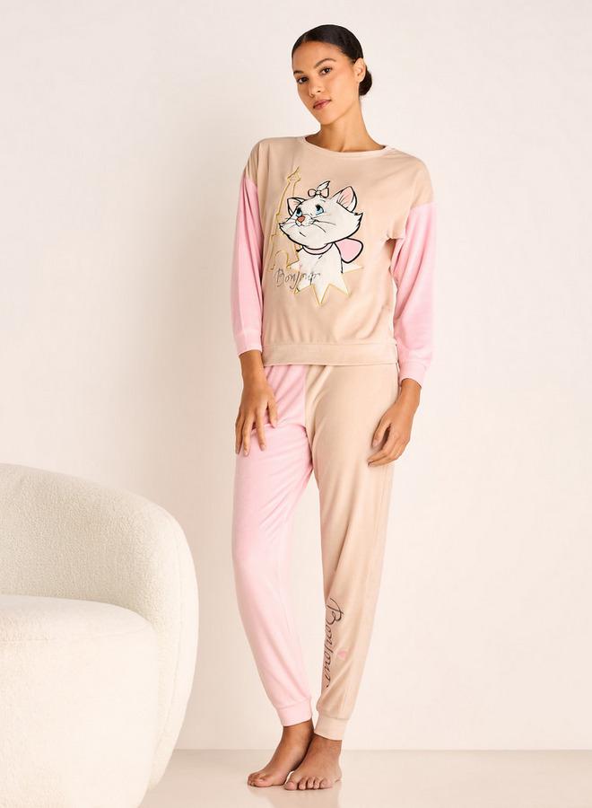 سبلاش فيڤ طقم سويت شيرت بأكمام طويلة بطبعة ماري وبنطلون رياضي بخصر مطاطي - Image 1