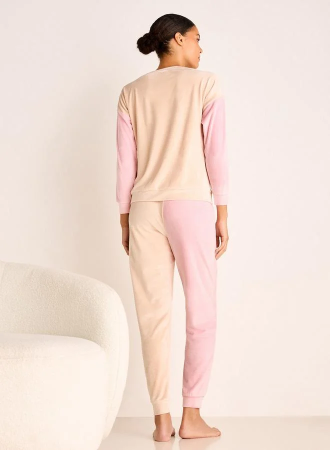 Splash FAV Marie Print Long Sleeve Sweatshirt and Elasticated Joggers Set