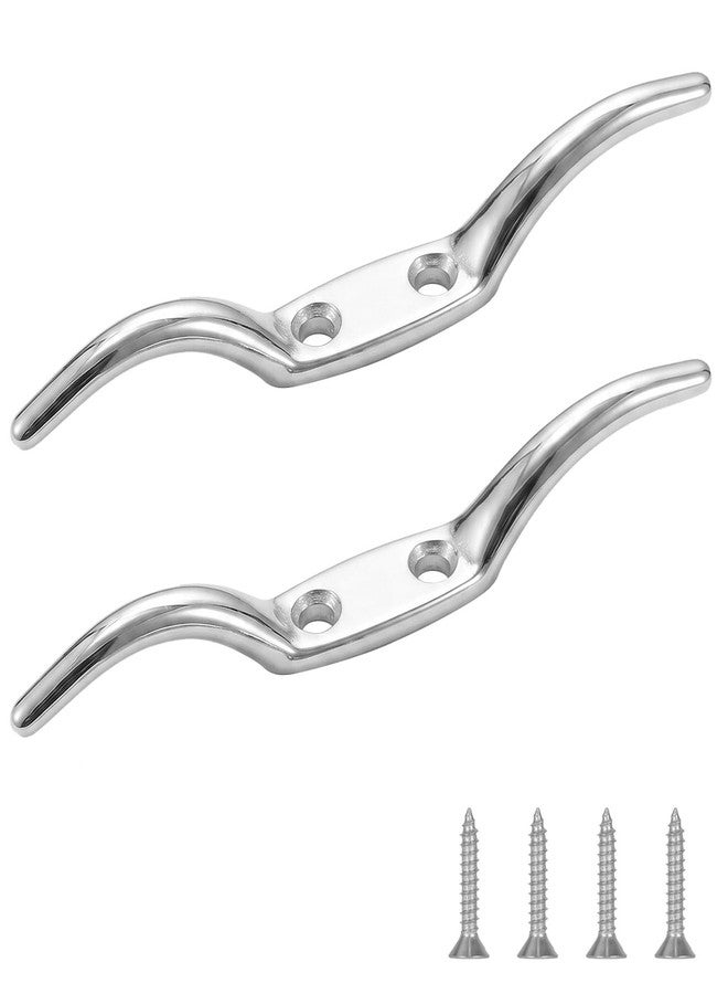 OULEME 6" Boat Cleat, 316 Stainless Steel Marine Grade Dock Cleat with Mounting Screws, Rope Cleat for Kayak, Yacht, Flagpole and Nautical Decor, 2-Pack - Image 1