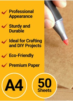 firstnock 200 Gsm Kraft Paper A4 Brown 50 Sheets Craft Making Paper, Printing Paper School office and home use  - Image 2