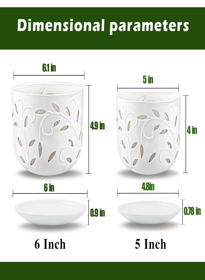 KERUITA Orchid Pots with Holes,6 inch + 5 inch Ceramic Planters Set of 2 with 2 Bottom Tray, Enhanced Drainage and Ventilation,White Flower Pots for Indoor/Outdoor Plants for Repotting - Image 4