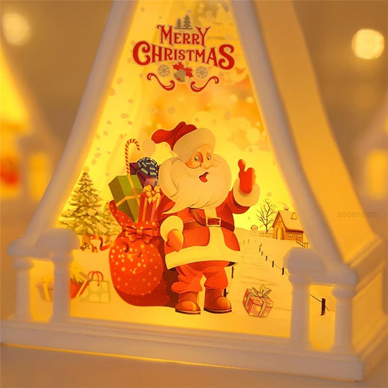 Ascension Ascension Christmas Snow Globe Lantern Decorative Xmass Night Light Ornament Atmosphere Nightlight for Christmas Decoration Battery Powered Christmas Decorations for Wall Shelf Fireplace  - Image 2