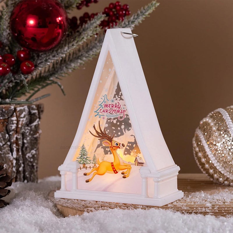 Ascension Ascension Christmas Snow Globe Lantern Decorative Xmass Night Light Ornament Atmosphere Nightlight for Christmas Decoration Battery Powered Christmas Decorations for Wall Shelf Fireplace  - Image 1
