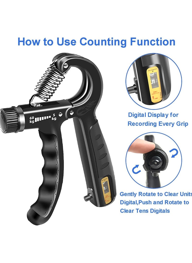 Generic Generic GRIP Power Training Device with Anti-Slip Smart Meter Ideal for Muscle Construction Forearm and Finger Wrist Training with Adjustable Resistance of 11-132 lbs (5-60 kg), Multicolor  - Image 4