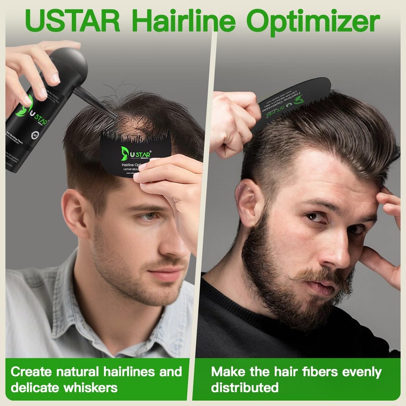 USTAR Hair Building Fibers 77.5g, USTAR 5 in 1 Hair Fibers for Thinning Hair with Holding Spray for Instantly Thicker, Fuller Look, Natural Hair Powder for Men & Women (Black) - Image 5