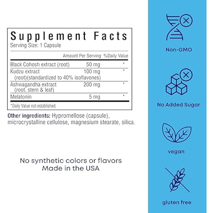 Her Own Cool Nite, Night Time Relief, Female Hormone Balance Capsules for Night Sweats, Hot Flashes & Mood Swings with Kudzu & Black Cohosh, 60 Count - Image 2