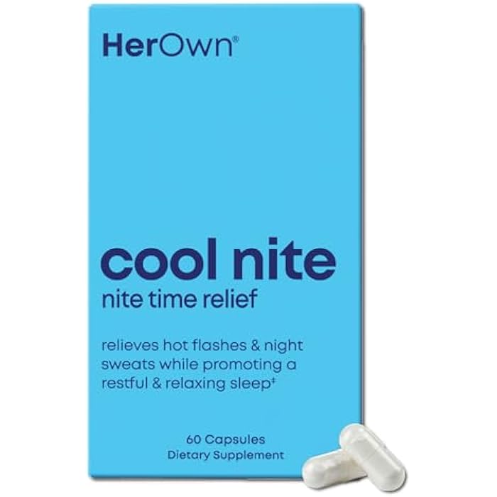 Her Own Cool Nite, Night Time Relief, Female Hormone Balance Capsules for Night Sweats, Hot Flashes & Mood Swings with Kudzu & Black Cohosh, 60 Count - Image 1