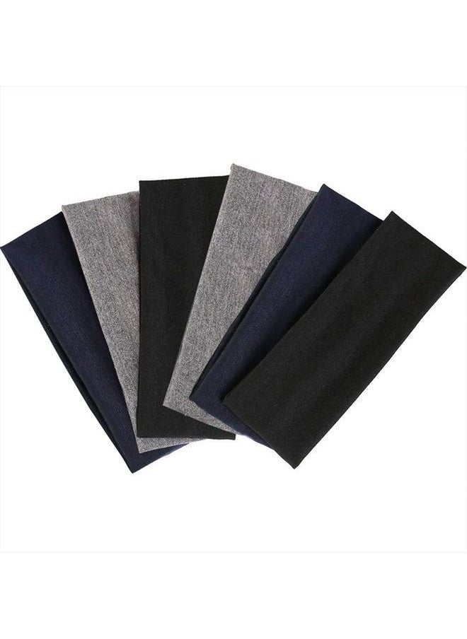 DERAYEE Black Headbands, 6 Pcs Fashion Hair Bands Stretch Elastic Yoga Headband for Women Men Girls Sports Headwraps Non Slip  - Image 1