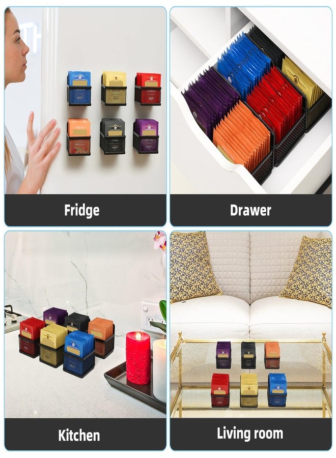 NatldGs Magnetic Tea Bag Organizer, 6-Piece Metal Tea Organizers and Storage for Refrigerator, Counter or Kitchen Shelf, Idea Tea Gift for Tea Lovers, small, black, DB-1205 - Image 3