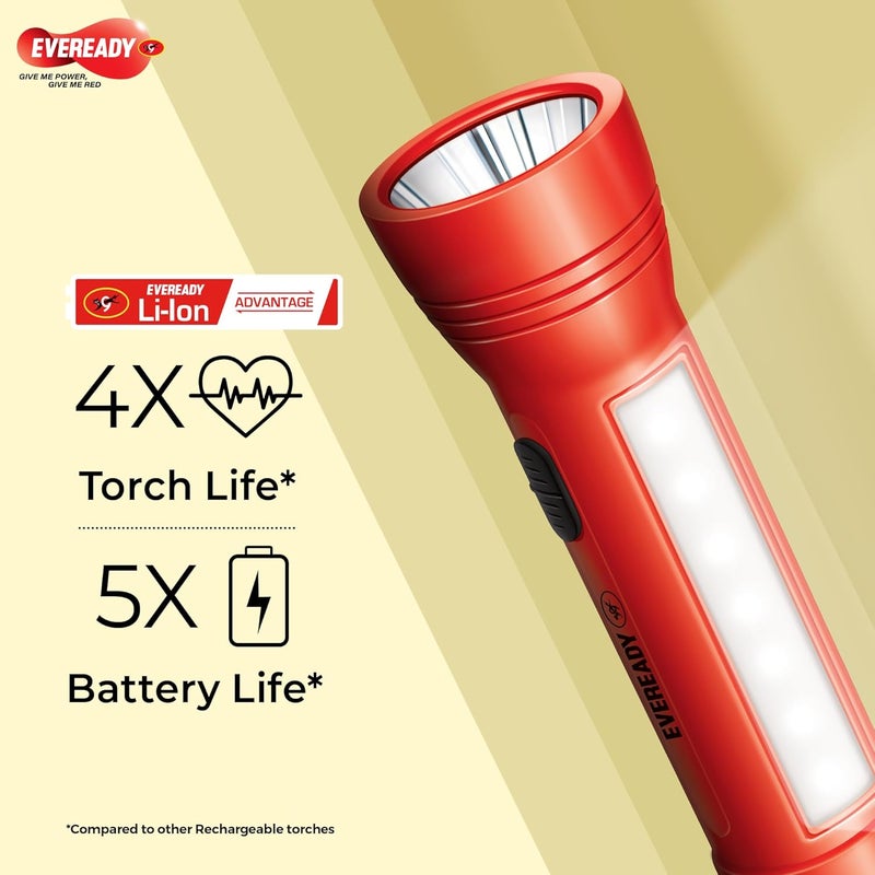 Eveready Apollo DL20, Rechargeable 1W Led Torch Cum 1.4W Emergency Sidelight/Face Light, Type-B/Micro USB Fast Charging, Overcharge & Deep Discharge Protection, Powered by Li-Ion Battery - Image 4