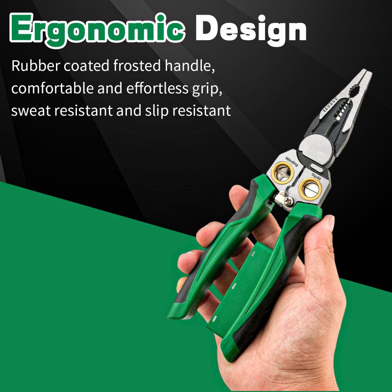 JUSTHERE 8 in 1 Wire Stripper with Voltage Tester, Wire Stripping Tool for Heavy Duty 12V-220V AC/DC Tester Hot/Neutral Wires, Multi-Functional Electrician Repair Tool - Image 5