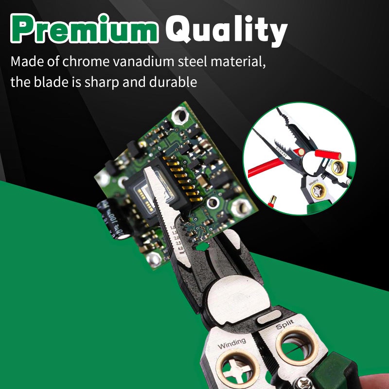 JUSTHERE 8 in 1 Wire Stripper with Voltage Tester, Wire Stripping Tool for Heavy Duty 12V-220V AC/DC Tester Hot/Neutral Wires, Multi-Functional Electrician Repair Tool - Image 4