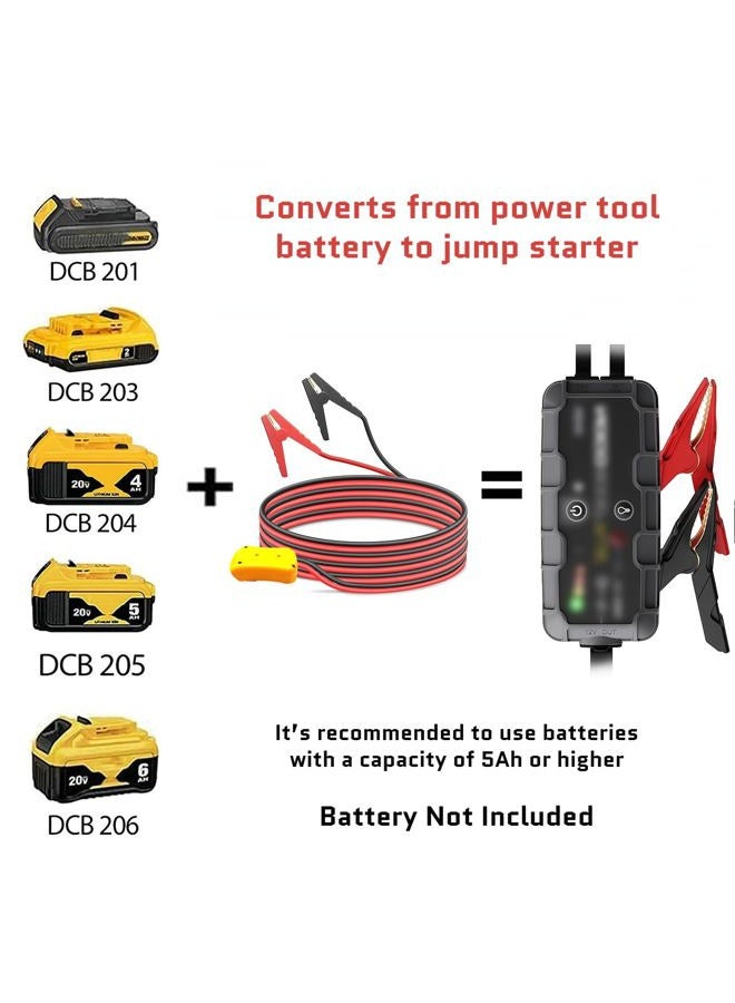 Beleeb Jumper Cables for Car with Adapter for DEWALT 20V Batteries, 8AWG 5.9FT Auto Booster Cable for Jump Starting Car Using Tool Battery - Image 2