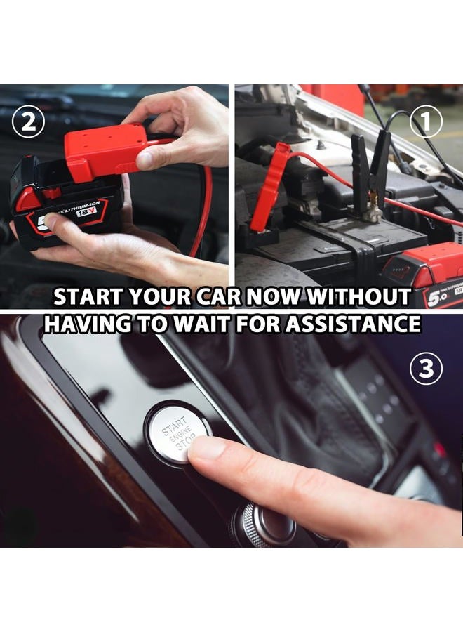 Beleeb Jumper Cables for Car with Adapter for DEWALT 20V Batteries, 8AWG 5.9FT Auto Booster Cable for Jump Starting Car Using Tool Battery - Image 5