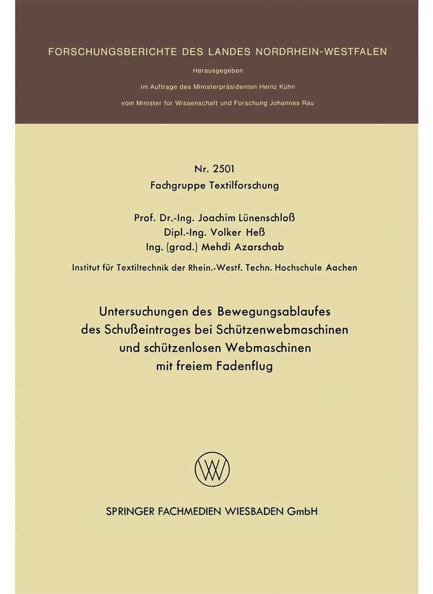 Untersuchungen des Bewegungsablaufes des Schußeintrages bei Schützenwebmaschinen und schützenlosen Webmaschinen mit freiem Fadenflug 