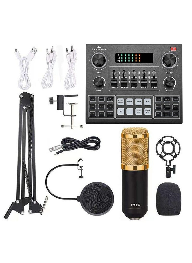 Mike Music V9 Sound Card & BM800 Pro Microphone Bundle for Advanced Broadcasting,Bluetooth Sound Mixer Live Sound Card For Live Broadcast Streaming and Games  - Image 1