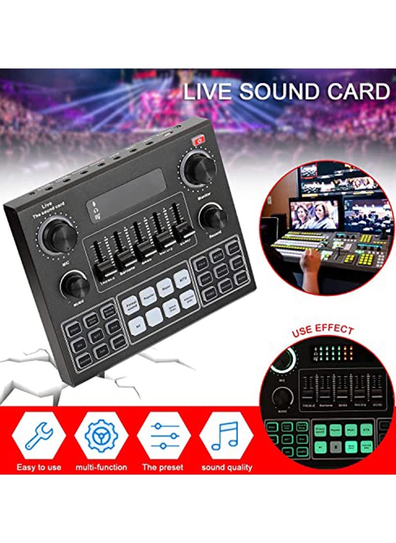 Mike Music - V9 Sound Card & BM800 Pro Microphone Bundle for Advanced Broadcasting,Bluetooth Sound Mixer Live Sound Card For Live Broadcast Streaming and Games - Image 1