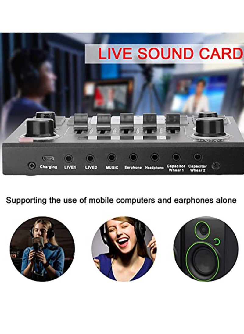 Mike Music V9 Sound Card & BM800 Pro Microphone Bundle for Advanced Broadcasting,Bluetooth Sound Mixer Live Sound Card For Live Broadcast Streaming and Games  - Image 3