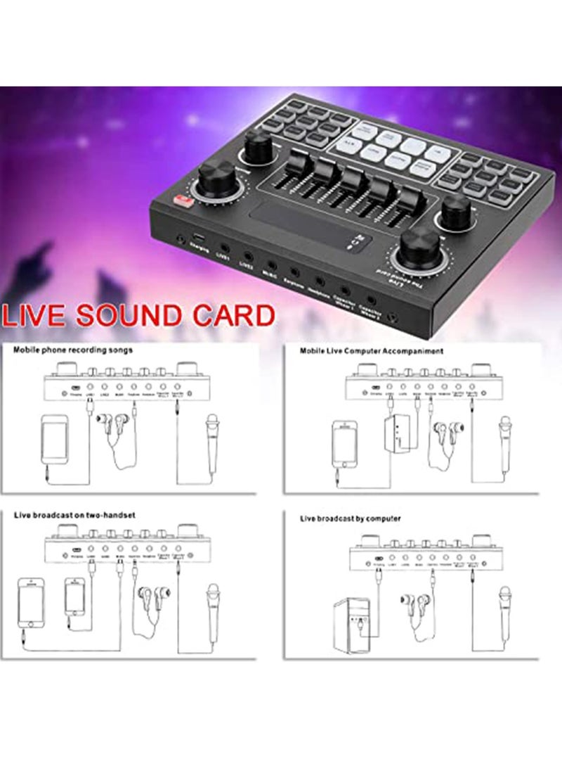 Mike Music V9 Sound Card & BM800 Pro Microphone Bundle for Advanced Broadcasting,Bluetooth Sound Mixer Live Sound Card For Live Broadcast Streaming and Games  - Image 5