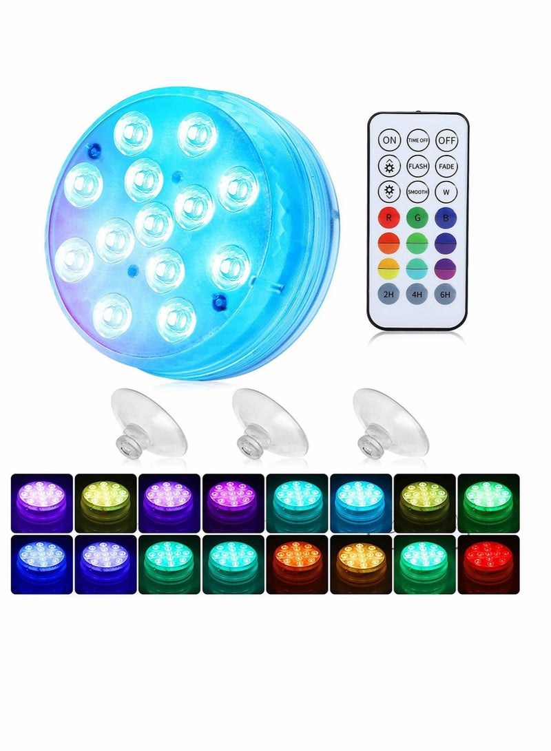 Captaintech Pool Lights Submersible LED with Magnet and Suction Cups RF Remote IP68 Waterproof Underwater Timing (1 Pack 3.35 Inch) - Image 1