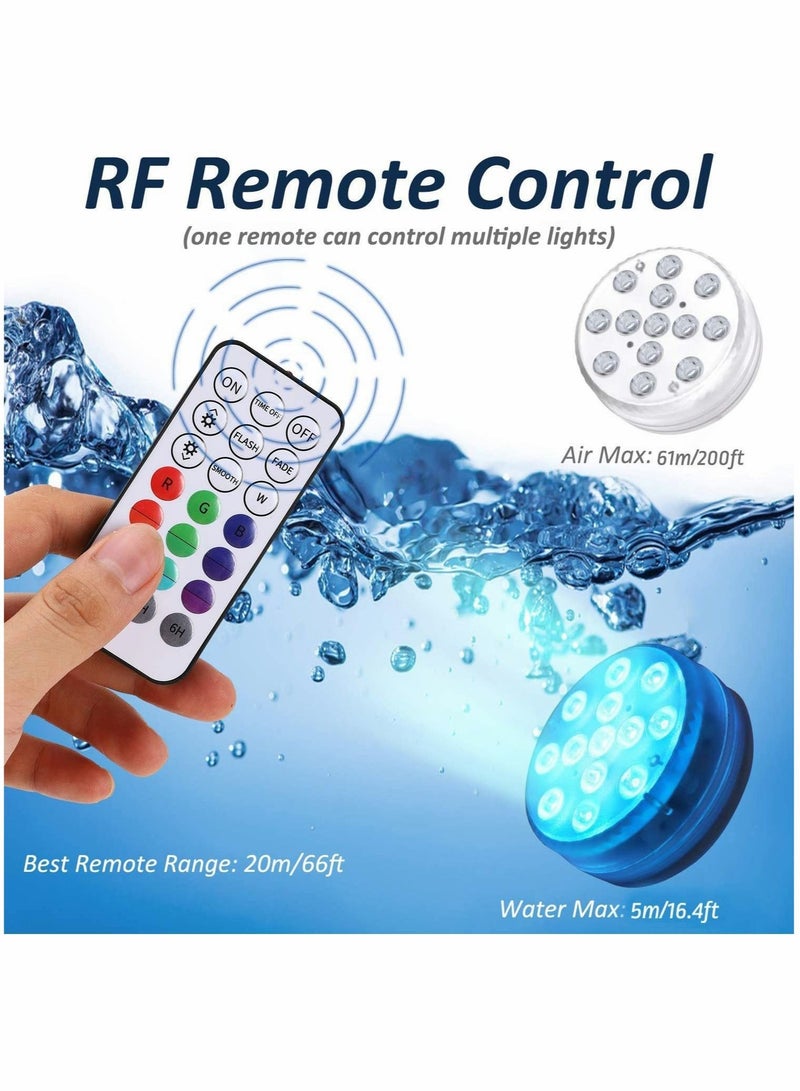 Captaintech Pool Lights Submersible LED with Magnet and Suction Cups RF Remote IP68 Waterproof Underwater Timing (1 Pack 3.35 Inch) - Image 3