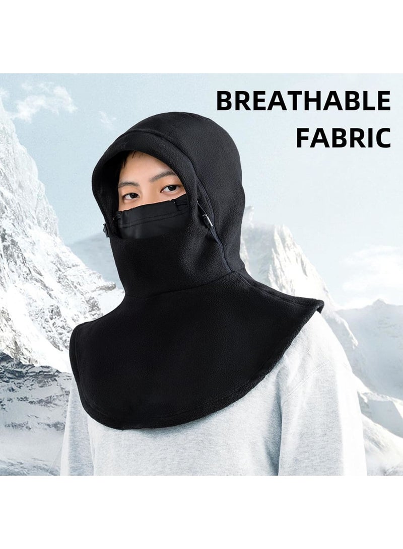 SOLARAE قناع بالاكلافا للتزلج، قناع فليس شتوي، قناع وجه كامل حراري، غطاء هوائي قابل للتنفس، غطاء خارجي مقاوم للرياح للتزلج وركوب الدراجات وركوب الدراجات النارية، أسود - Image 3