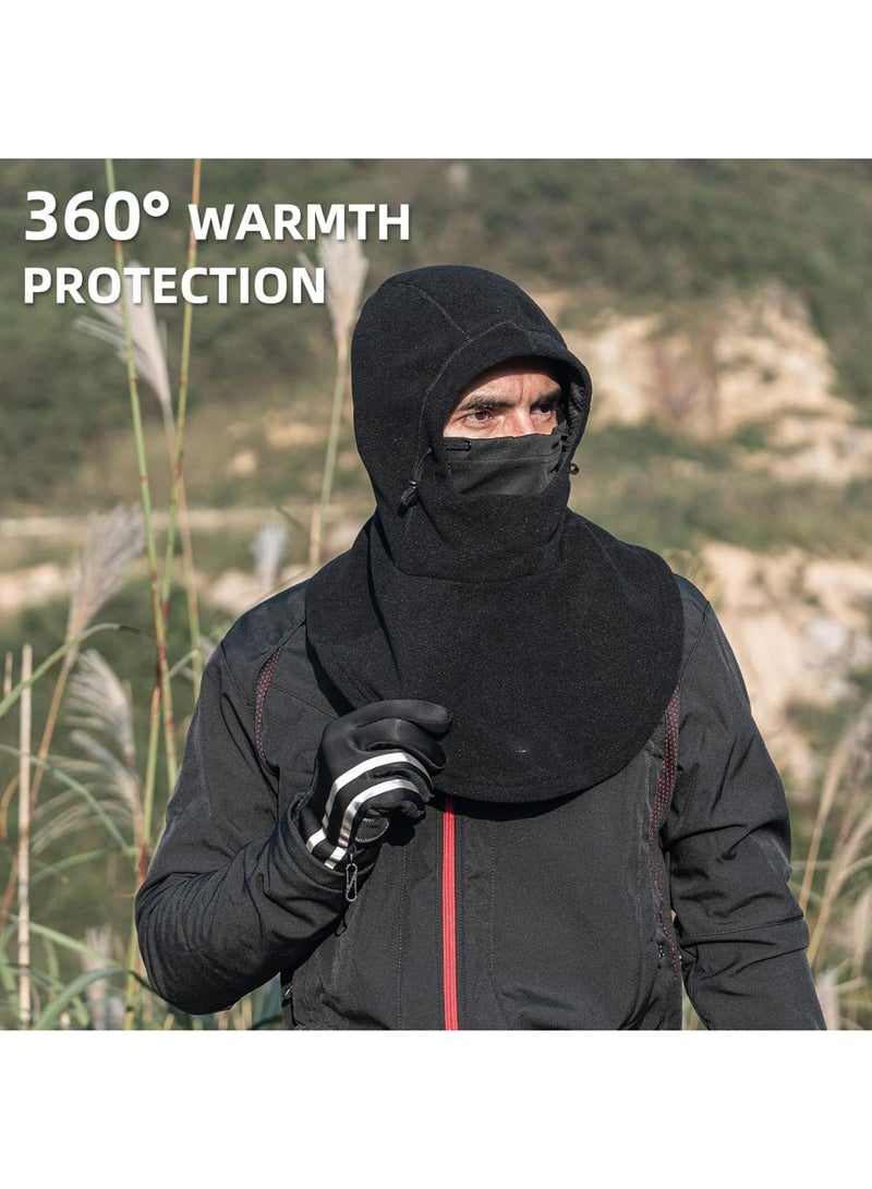 SOLARAE قناع بالاكلافا للتزلج، قناع فليس شتوي، قناع وجه كامل حراري، غطاء هوائي قابل للتنفس، غطاء خارجي مقاوم للرياح للتزلج وركوب الدراجات وركوب الدراجات النارية، أسود - Image 2
