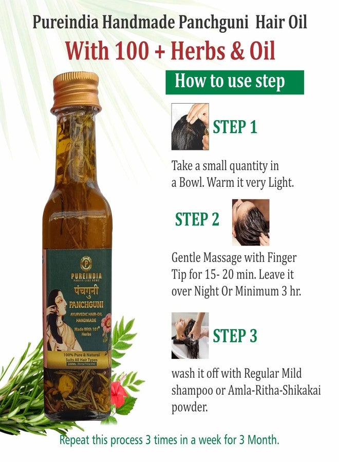 Pureindia Handmade PANCHGUNI Hair-Oil Promotes Hair Growth & Reduces Hair Fall | With Rosemary, Castor, Amla, Brahmi and Bhringraj Oil& 100+ Herbs |Chemical Free | 100 ml. - Image 5