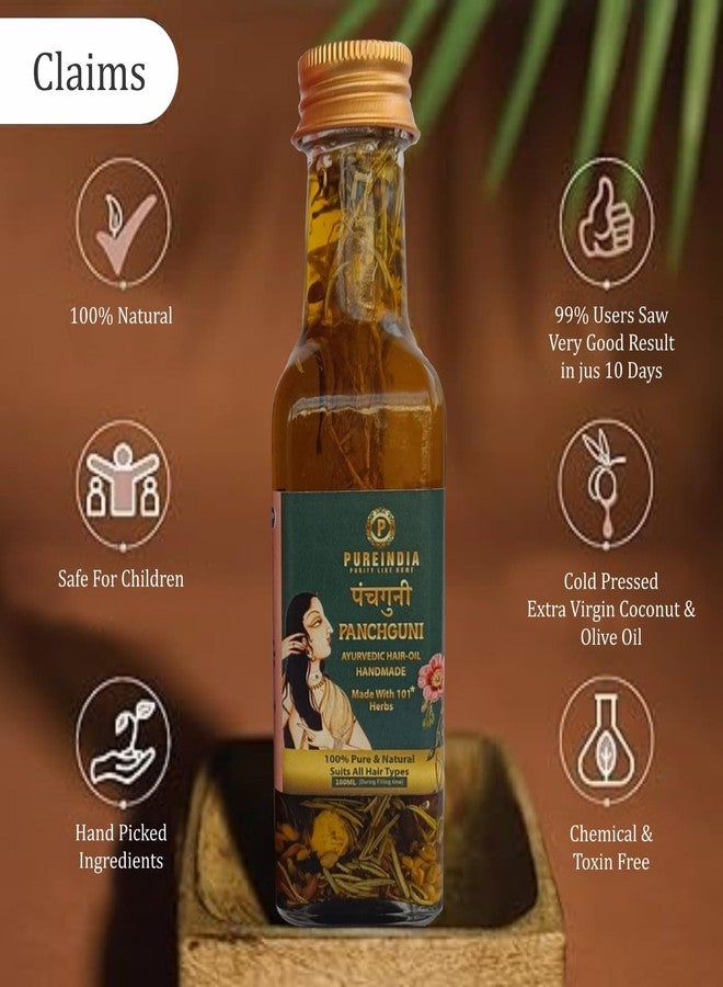 Pureindia Handmade PANCHGUNI Hair-Oil Promotes Hair Growth & Reduces Hair Fall | With Rosemary, Castor, Amla, Brahmi and Bhringraj Oil& 100+ Herbs |Chemical Free | 100 ml. - Image 4