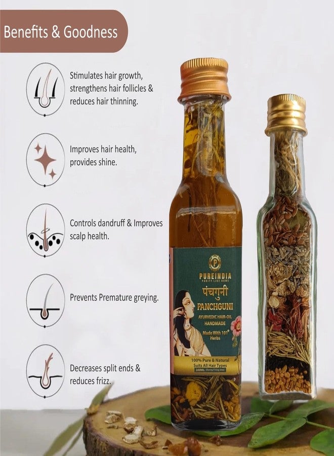 Pureindia Handmade PANCHGUNI Hair-Oil Promotes Hair Growth & Reduces Hair Fall | With Rosemary, Castor, Amla, Brahmi and Bhringraj Oil& 100+ Herbs |Chemical Free | 100 ml. - Image 2