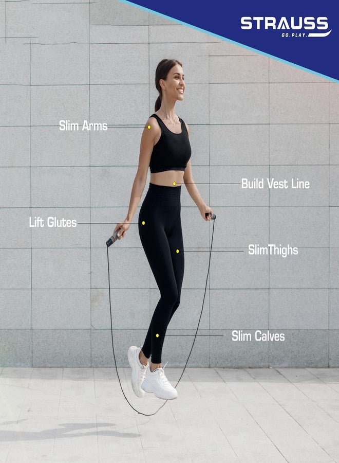 Strauss Skipping Rope | Skipping Rope for Women, Men & Kids | Fitness Exercise Equipment | Jumping Rope for Gym, Exercise, Training, Workout & Weight Loss|, (Grey/Blue) - Image 4